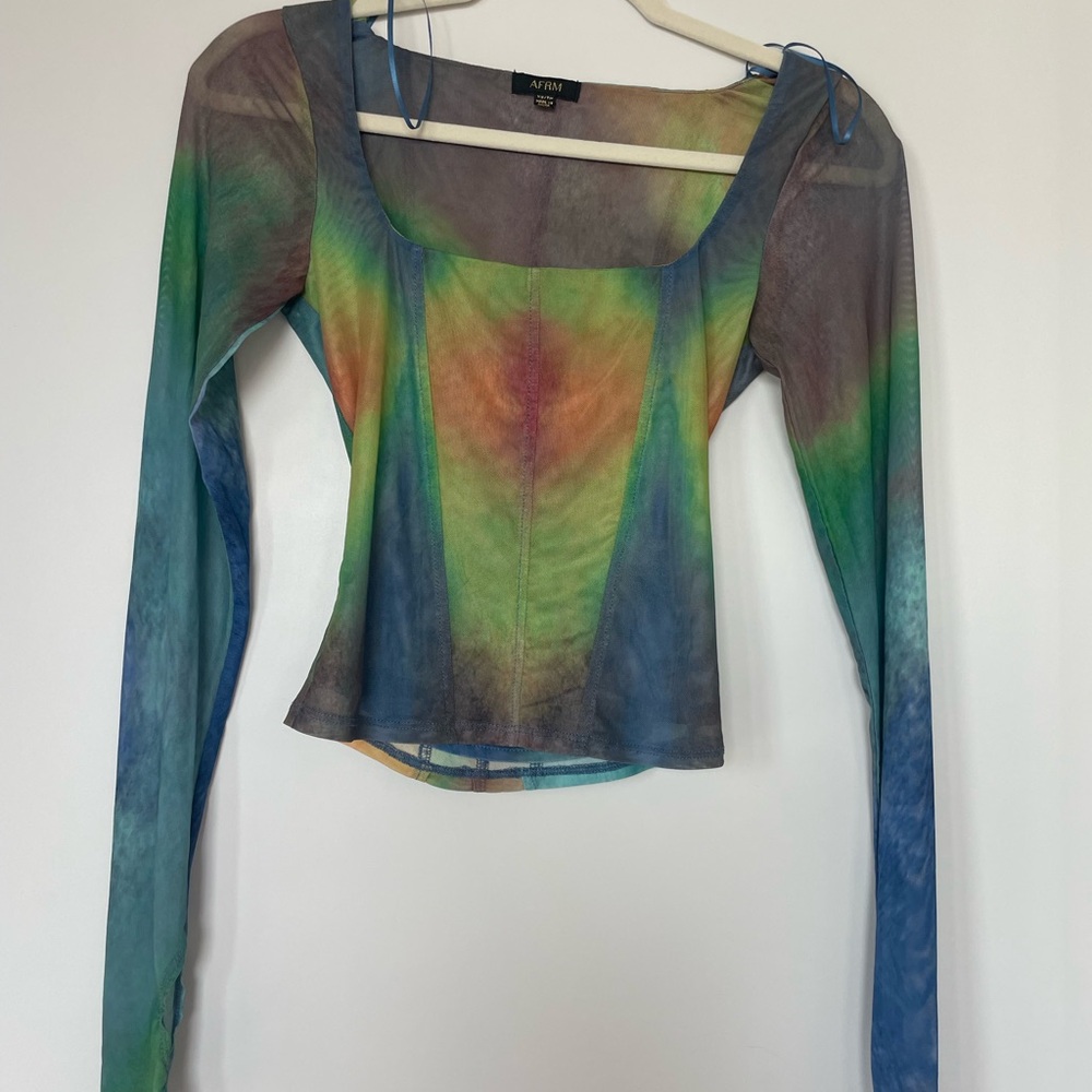 AFRM rainbow mesh long sleeve top